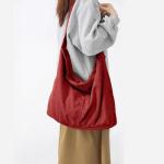 X SIM FITNESSX Unisex corduroy tas schoudertas grote dames shopper tas fashion stoffen tas voor dagelijks gebruik / kantoor / school / reizen, Karamelkleur, Retro