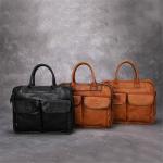 1 stuk handgemaakte aktetas voor heren, retro laptoptas, grote capaciteit, crossbody herentas (C, 27 x 36 x 10 cm)