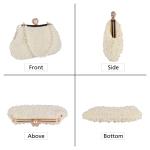 Dames Pearl Kralen Clutch Portemonnees Vintage Kristal Bruid Avondtas voor Bruiloft Cocktail Party Prom, Beige C