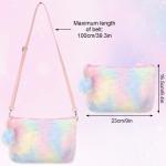 Pluche handtassen kinderen regenboog pluche crossbody schouder meisjes verstelbare schoudertassen kleine pluche tas mobiele telefoon sieradentas voor kinderen, meisjes vrouwen, reg