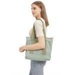 Middelgrote handtas voor dames, canvas, tas, schoudertas, shopper voor boeken, dagelijks gebruik, werk, groen, M(33cmx30cmx16cm)