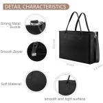 Canvas Tote Bag, Grote Schouder Hobo Bags Crossbody Bag Travel Tote Handtas alles tas met brede riem, Zwart, L