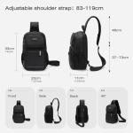 Borsttas met USB-oplaadpoort Sling Bag met verstelbare zakelijke schoudertas Crossbodytas Waterdicht voor Wandelen Reizen Man Vrouw Zwart