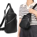 Borstzak, sling bag, PU-leer, schoudertas, crossbody bag, schoudertas, wandelsport, casual reisdagrugzak, sporttas voor heren, dames, meisjes en jongens, zwart