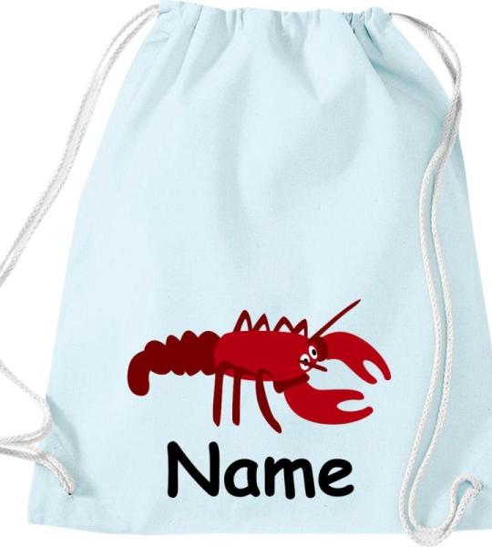 ShirtInStyle Turnbeutel, Tiere Hummer mit Wunschnamen, Kinder, Stoffbeutel, Kinderrucksack, Jute, Gymsack,