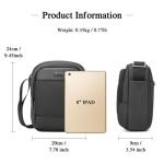 BAIGIO Herentas, schoudertas, klein, voor tablet/iPad 8 inch, heren schoudertas, crossbody bag, reizen met veel vakken, voor sport, reizen, werk