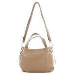 - T218 - ital. Dames hengseltas klein van leer, lichtbruin/metaal goud, Small
