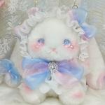 MUMAMCY Umhängetasche, Cartoon Plüsch Kaninchen Mädchen Brieftaschen, Ostern Geschenk Eine Schulter Lolita Kaninchen Frauen Kinder Tasche, Schöne Flauschige Geldbörse, blau