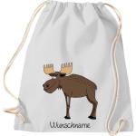 ShirtInStyle Kinder Turnbeutel, lustige Tiere Elch Hirsch mit Wunschnamen, Kinder, Tiere Zoo Kindertag Beutel