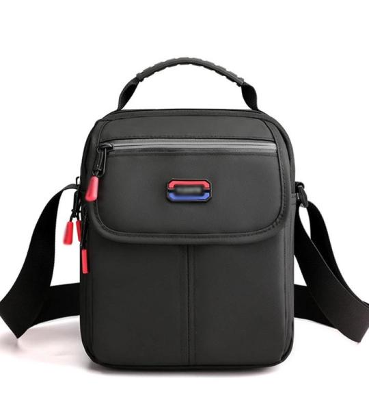 CHDWEY Umhängetaschen für Herren Vintage Mann Crossbody Tasche Kleine Männer Umhängetasche Tragbare Nylon Männliche Geldbörse Casual Mobiltelefon Jungen Messenger Bag(Black)