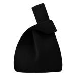 Vrouwen Handvat Tassen Polsbandjes Effen Kleur Gift Bag Cross-Body Gebreide Mouw Knoop Tas Kleine Leuke Draagbare Portemonnee Opvouwbare Tote, Zwart, Effen zwart