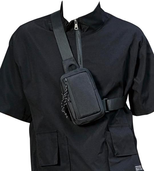 Schoudertas voor heren, kleine mobiele telefoon, heuptas voor heren, dames en heren, borstzak, mobiele telefoon, schoudertas, portemonnee, waterdicht, sport, heuptas, outdoor, reiz