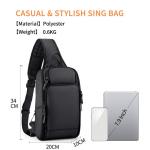FANDARE Borsttas voor heren, schoudertas, sling bag, rugzak met USB-schoudertas, grote capaciteit, sporttas voor wandelen, avontuur, sport, reizen, waterdicht polyester
