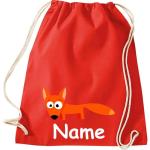 Shirtinstyle Gymtas, dierenvos met wensnaam, kinderen, stoffen tas, kinderrugzak, jute, gymtas,