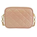 , Nora Gewatteerde damesschoudertas met ketting, van echt leer, gemaakt in Italië, kleine tas voor clutch ceremonie, elegant, model Nora, Poeder Roze, False, Hedendaags