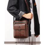 Hjkiopc Schoudertas heren schoudertas crossbody mobiele telefoon tas messenger bag herentas shulder bag lederen borstzak, B-bruin2, Retro