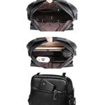 Hjkiopc Schoudertas heren schoudertas crossbody mobiele telefoon tas messenger bag herentas shulder bag lederen borstzak, A-zwart, Retro