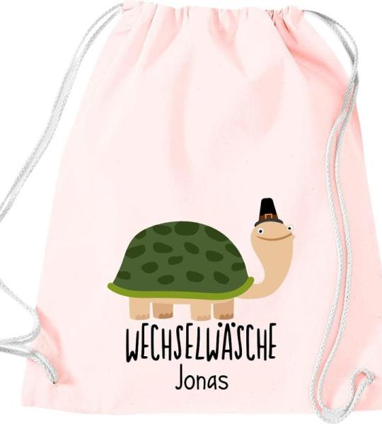 ShirtInStyle Kindergymtas, grappige dieren schildpad, verwisselbaar ondergoed met tekst naar wens, kinderen, dierentuin kinderdag familie, gymtas