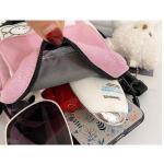 Kawaii Schoudertas voor meisjes, schattig canvas, schattige messenger satchel met bunny-sticker en beer-hanger, adrette stijl, dameshandtas, portemonnee, roze
