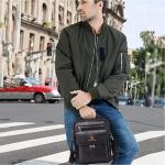 Hjkiopc Schoudertas heren schoudertas crossbody mobiele telefoon tas messenger bag herentas shulder bag lederen borstzak, B-Zwart, Retro