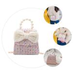COLLBATH Met schattige kleine schouder meisjes munt elegante dames kinderen strikje meisje voor strik kind kunstmatige schattige parel lieflijke mode portemonnee handtas tas