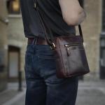 Leren schoudertas voor heren, vintage schoudertas, meerdere vakken, ideaal voor reizen en dagelijks gebruik, donkerbruin