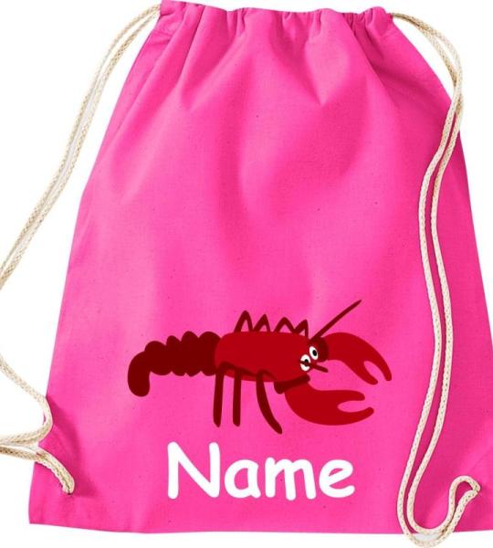 ShirtInStyle Turnbeutel, Tiere Hummer mit Wunschnamen, Kinder, Stoffbeutel, Kinderrucksack, Jute, Gymsack,