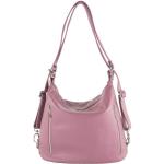 - T249 - ital. Dames rugzak tas 2 in 1 leer, Oudroze, Medium