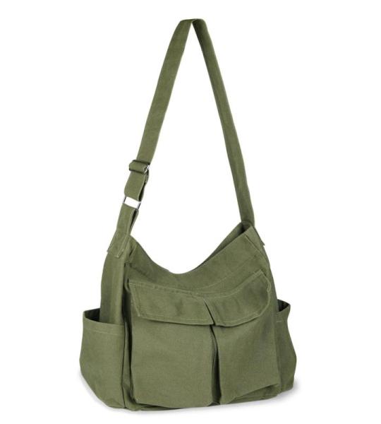 Messenger Bag Gemaakt van Linnen Stof Met Grote Capaciteit - Canvas Messenger Bag Vintage, Hobo Crossbody Tas Met Meerdere Zakken Voor Mannen En Vrouwen Werk School Shopper Casual 