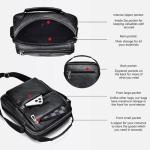 Hjkiopc Schoudertas heren schoudertas crossbody mobiele telefoon tas messenger bag heren tas shulder bag lederen borstzak, C-Zwart, Retro
