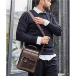 Hjkiopc Schoudertas heren schoudertas crossbody mobiele telefoon tas messenger bag herentas shulder bag lederen borstzak, A-bruin 2, Retro