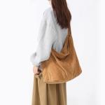 X SIM FITNESSX Unisex corduroy tas schoudertas grote dames shopper tas fashion stoffen tas voor dagelijks gebruik / kantoor / school / reizen, bruin, Retro