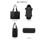 Middelgrote handtas voor dames, canvas, tas, schoudertas, shopper voor boeken, dagelijks gebruik, werk, zwart, Medium