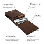 LEABAGS Leren schoudertas voor dames en heren, messenger bag met schouderriem, werktas, draagtas, handtas, echt lederen tas, natuurlijk donkerbruin, Boheems, gedeconstrueerd, minim