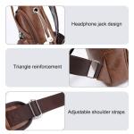DONGKER Sling Crossbody Bag voor heren, PU-leer, borsttas, schoudertas, reistas met USB-aansluiting voor casual, outdoor, wandelen, reizen