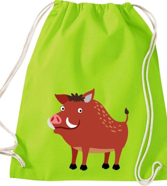 ShirtInStyle Turnbeutel, Wildschwein, Kinder, Stoffbeutel, Kinderrucksack, Jute, Gymsack,