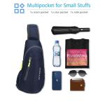 PivotWing Borstzak, sling-rugzak, kleine schoudertas, waterafstotend nylon, honingraatnetkussen, lichte kleine sling rugzak voor wandelingen, reizen, fietsen, hondenuitlaten, marin