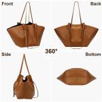 Handtas Tote Bag kunstleer grote capaciteit shopper tas schoudertas grote hengseltas shopping bag met twee meerval haren draagtas voor winkelen zwart, A3 bruin leer, 560 x 320 x 18
