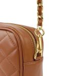 , Dames schoudertas, gewatteerd, van echt leer, gemaakt in Italië, model Nora, kleine tas met ketting schoudertas clutch voor dames, elegant meisje, Leer.