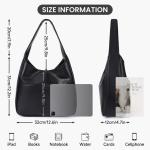 Schoudertas, vintage leren tas, retro schoudertas, onderarmtas, draagtas, vintage, grote capaciteit met magnetische gesp, Hobo boodschappentas, bruin, A01 - zwart