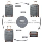 KONO Trolleys koffer met beautycase 100% PP koffer set, grijs/bruin
