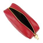 , Nora Gewatteerde damesschoudertas met ketting, van echt leer, gemaakt in Italië, kleine tas voor clutch ceremonie, elegant, model Nora, Rood, 21x7x15 cm