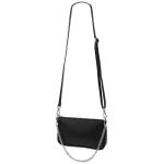 Echt lederen schoudertas schoudertas handtassen clutch kleine tas avondtas 23x13cm Jennie G323, zwart metallic, Small