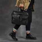 1 stuk handgemaakte aktetas voor heren, retro laptoptas, grote capaciteit, crossbody herentas (B 27 x 36 x 10 cm)