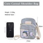 PORRASSO Schattige schoudertas voor meisjes, schoudertas met poppen-hanger, nylon, schoolraken, messengertas, crossbody tas voor reizen, dagelijks gebruik, blauw (a)