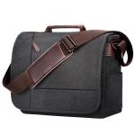 Messenger Bag Canvas, Laptoptas voor heren, zwart, retro, casual, voor werk, strand, reizen, school, winkelen, Zwart-702, L, onbezorgd