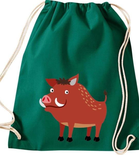 ShirtInStyle Turnbeutel, Wildschwein, Kinder, Stoffbeutel, Kinderrucksack, Jute, Gymsack,