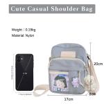 PORRASSO Schattige schoudertas voor meisjes, schoudertas met poppen-hanger, nylon, schoolraken, messengertas, crossbody tas voor reizen, dagelijks gebruik, blauw (b)