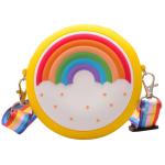 UnoSheng Schulterriemen Für Taschen Kurz Kinder-Umhängetasche, rund, Regenbogen-Druck, Mädchen, verstellbar, mehrfarbig, Umhängetasche für die Schule Objektiv Taschen 50 Mm