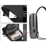 Schoudertas, borsttas, lichte sling bag, crossbody schoudertas, outdoor, waterdicht, casual, voor heren, wandelen, fietsen, grijs